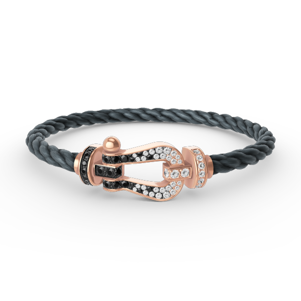 [⭐Haelin Jewelry]FORCE LARGE HORSESHOE BLACK WHITE DIAMOND BRACELET ROSE GOLD