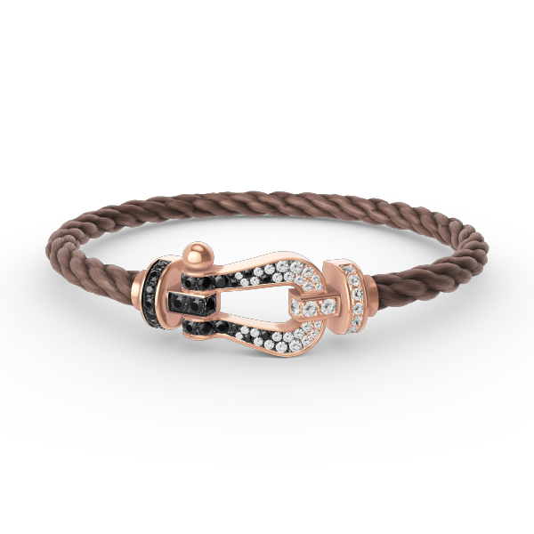 [⭐Haelin Jewelry]FORCE LARGE HORSESHOE BLACK WHITE DIAMOND BRACELET ROSE GOLD