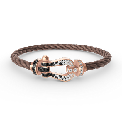 [⭐Haelin Jewelry]FORCE LARGE HORSESHOE BLACK WHITE DIAMOND BRACELET ROSE GOLD