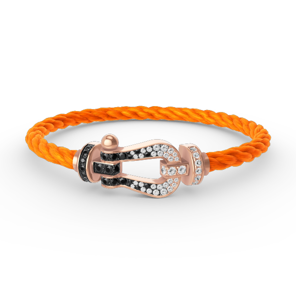[⭐Haelin Jewelry]FORCE LARGE HORSESHOE BLACK WHITE DIAMOND BRACELET ROSE GOLD