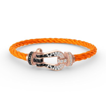 [⭐Haelin Jewelry]FORCE LARGE HORSESHOE BLACK WHITE DIAMOND BRACELET ROSE GOLD