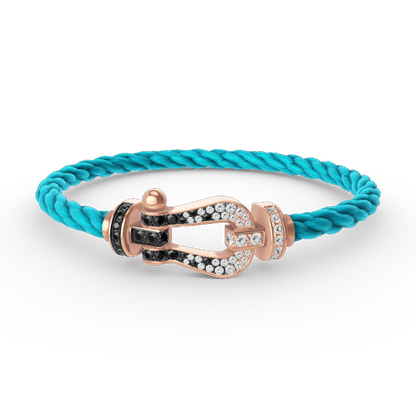 [⭐Haelin Jewelry]FORCE LARGE HORSESHOE BLACK WHITE DIAMOND BRACELET ROSE GOLD