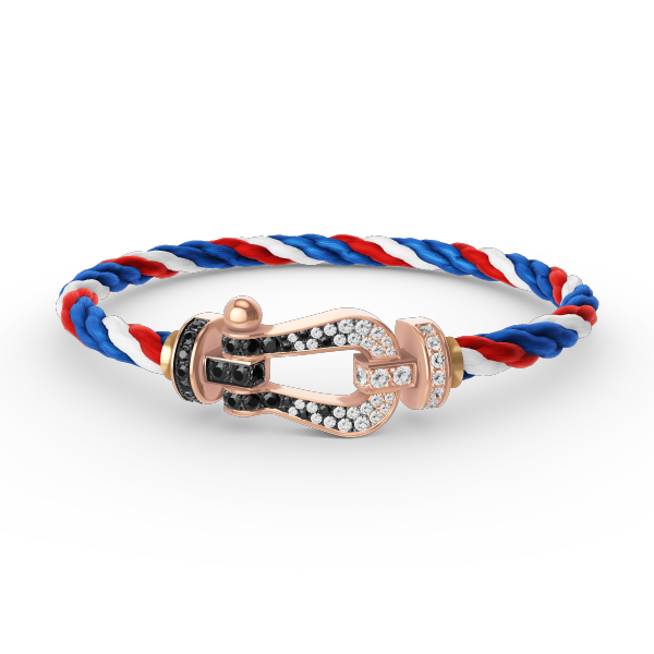 [⭐Haelin Jewelry]FORCE LARGE HORSESHOE BLACK WHITE DIAMOND BRACELET ROSE GOLD