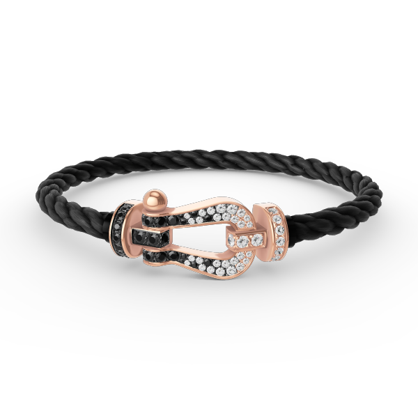 [⭐Haelin Jewelry]FORCE LARGE HORSESHOE BLACK WHITE DIAMOND BRACELET ROSE GOLD
