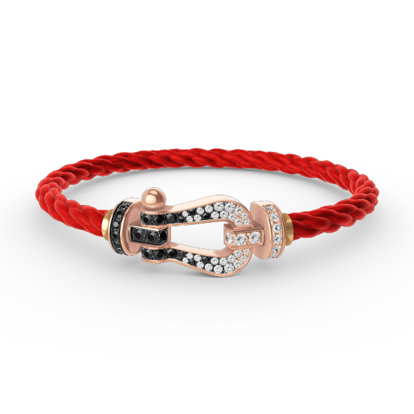 [⭐Haelin Jewelry]FORCE LARGE HORSESHOE BLACK WHITE DIAMOND BRACELET ROSE GOLD