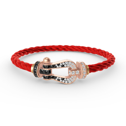 [⭐Haelin Jewelry]FORCE LARGE HORSESHOE BLACK WHITE DIAMOND BRACELET ROSE GOLD