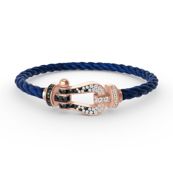 [⭐Haelin Jewelry]FORCE LARGE HORSESHOE BLACK WHITE DIAMOND BRACELET ROSE GOLD