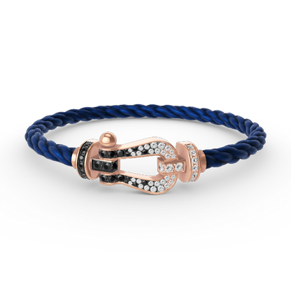 [⭐Haelin Jewelry]FORCE LARGE HORSESHOE BLACK WHITE DIAMOND BRACELET ROSE GOLD