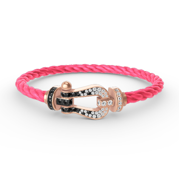 [⭐Haelin Jewelry]FORCE LARGE HORSESHOE BLACK WHITE DIAMOND BRACELET ROSE GOLD