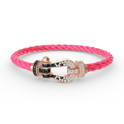 [⭐Haelin Jewelry]FORCE LARGE HORSESHOE BLACK WHITE DIAMOND BRACELET ROSE GOLD