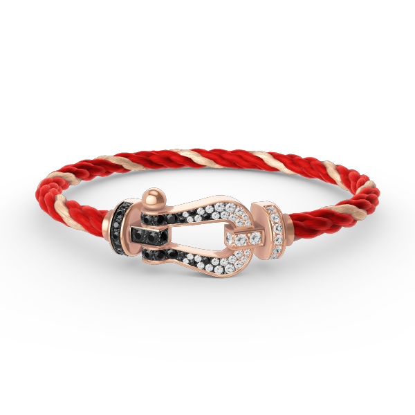 [⭐Haelin Jewelry]FORCE LARGE HORSESHOE BLACK WHITE DIAMOND BRACELET ROSE GOLD