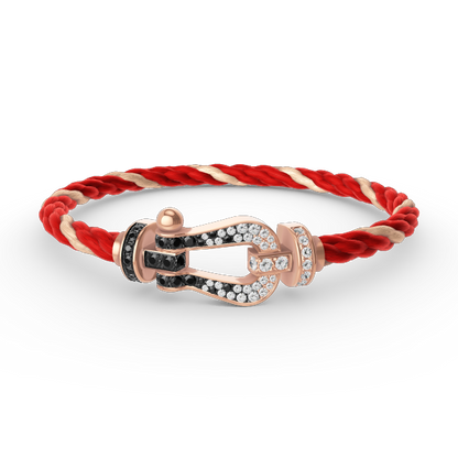 [⭐Haelin Jewelry]FORCE LARGE HORSESHOE BLACK WHITE DIAMOND BRACELET ROSE GOLD