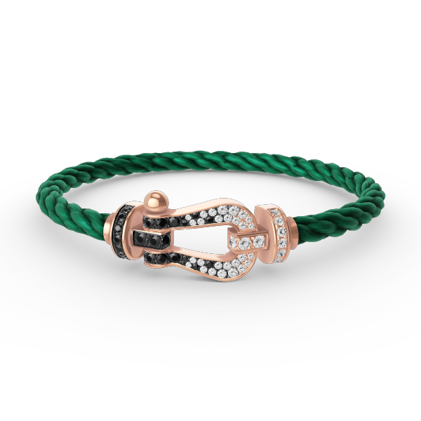 [⭐Haelin Jewelry]FORCE LARGE HORSESHOE BLACK WHITE DIAMOND BRACELET ROSE GOLD