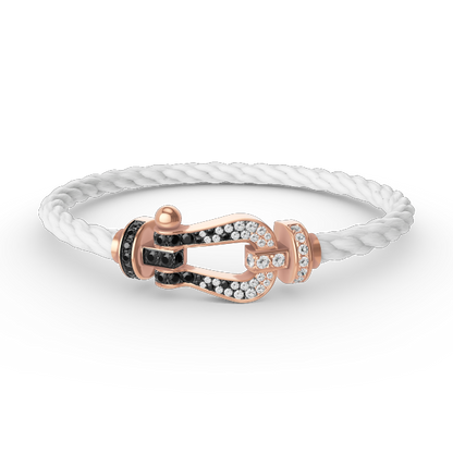 [⭐Haelin Jewelry]FORCE LARGE HORSESHOE BLACK WHITE DIAMOND BRACELET ROSE GOLD