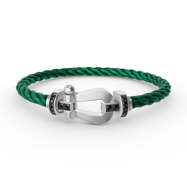 [⭐Haelin Jewelry]FORCE LARGE HORSESHOE BLACK DIAMOND BRACELET SILVER
