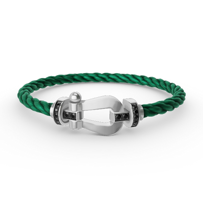[⭐Haelin Jewelry]FORCE LARGE HORSESHOE BLACK DIAMOND BRACELET SILVER