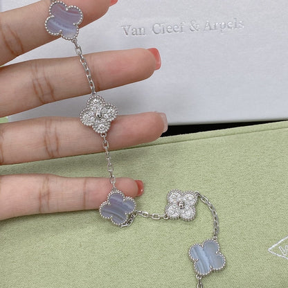 [⭐Haelin Jewelry] CLOVER 5 MOTIF PURPLE CHALCEDONY BRACELET COLLECTION
