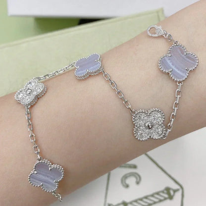 [⭐Haelin Jewelry] CLOVER 5 MOTIF PURPLE CHALCEDONY BRACELET COLLECTION