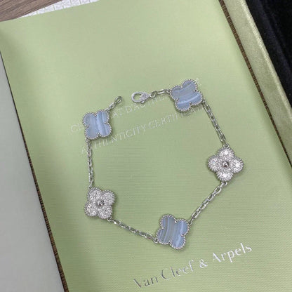 [⭐Haelin Jewelry] CLOVER 5 MOTIF PURPLE CHALCEDONY BRACELET COLLECTION