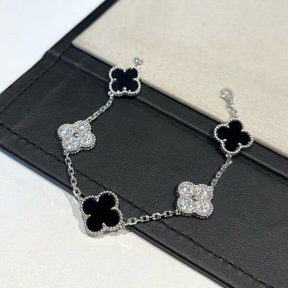 [⭐Haelin Jewelry] CLOVER 5 MOTIF ONYXS BRACELET COLLECTION