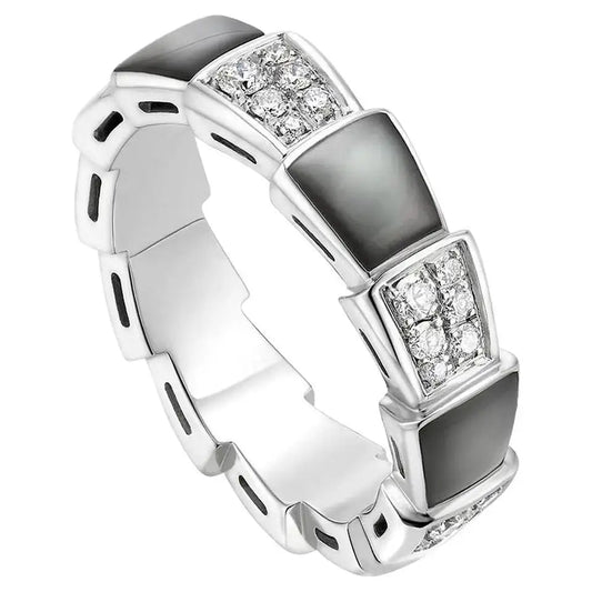 [⭐Haelin Jewelry]SERPENTI RING SILVER DIAMOND BLACK MOP 4MM