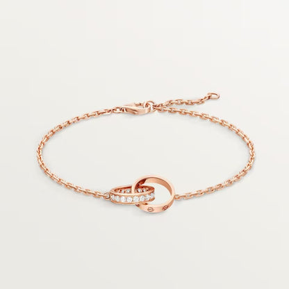 [⭐Haelin Jewelry]LOVE DOUBLE RING HALF DIAMOND BRACELET
