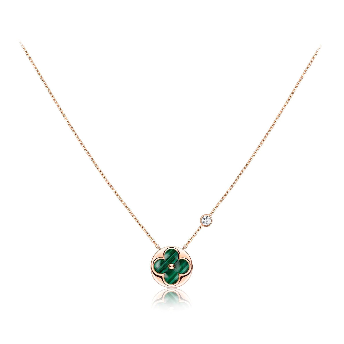 [⭐Haelin Jewelry]SUN PEDANT PINK GOLD 1 DIAMOND NECKLACE