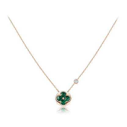 [⭐Haelin Jewelry]SUN PEDANT PINK GOLD 1 DIAMOND NECKLACE