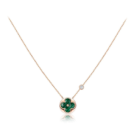 [⭐Haelin Jewelry]SUN PEDANT PINK GOLD 1 DIAMOND NECKLACE