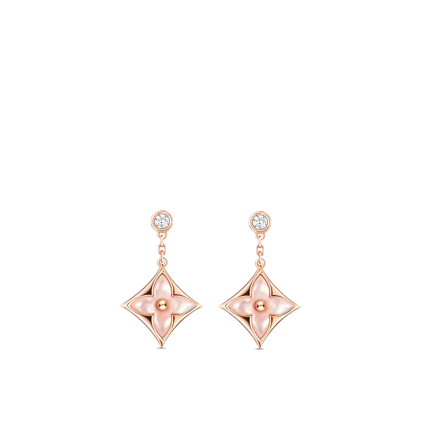 [⭐Haelin Jewelry]DOUBLE STAR PINK GOLD MOP DROP EARRINGS