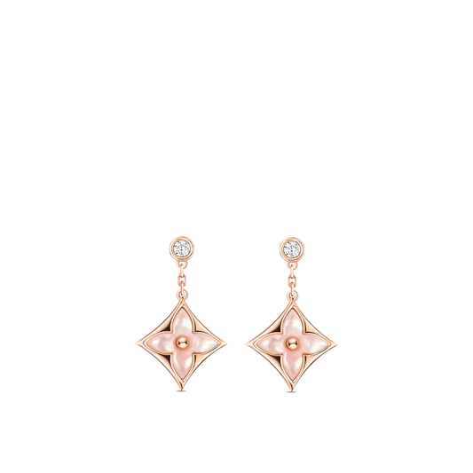 [⭐Haelin Jewelry]DOUBLE STAR PINK GOLD MOP DROP EARRINGS