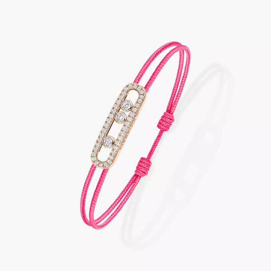 [⭐Haelin Jewelry]Messika Care(s) pink cord pavé bracelet