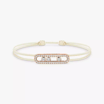 [⭐Haelin Jewelry]Messika Care(s) pink cord pavé bracelet