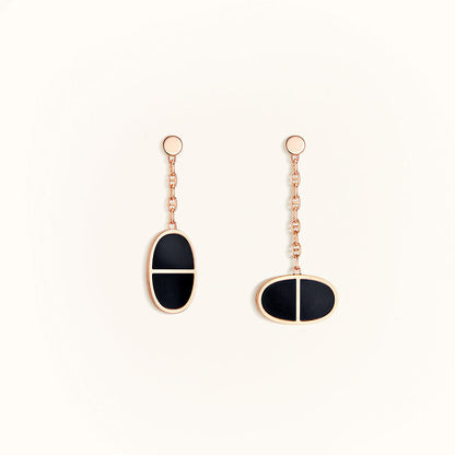 [⭐Haelin Jewelry]CHAINE VERSO BLACK CERAMIC EARRINGS