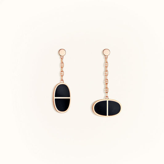 [⭐Haelin Jewelry]CHAINE VERSO BLACK CERAMIC EARRINGS