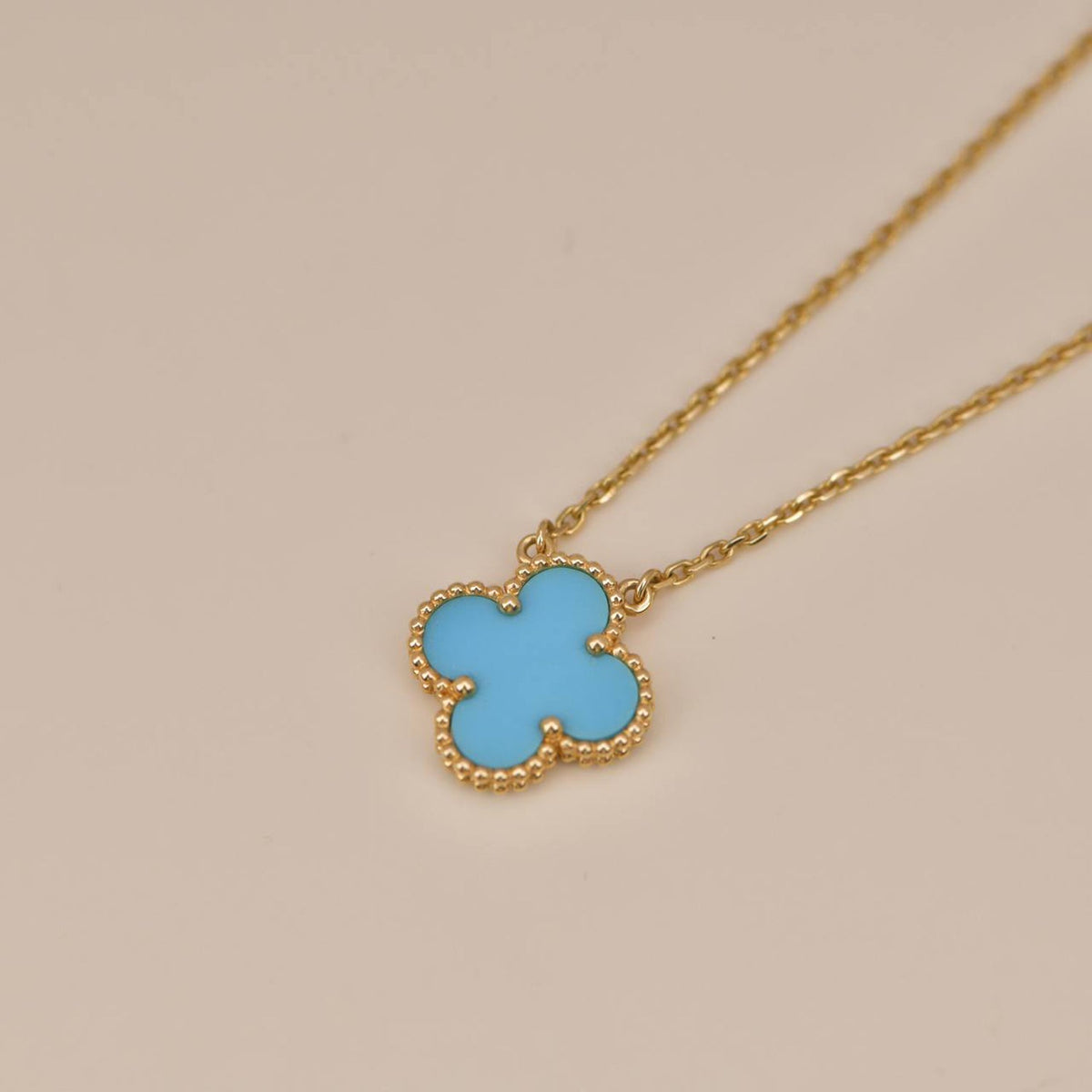 [⭐Haelin Jewelry]CLOVER 15MM VINTAGE TURQUOISE NECKLACE