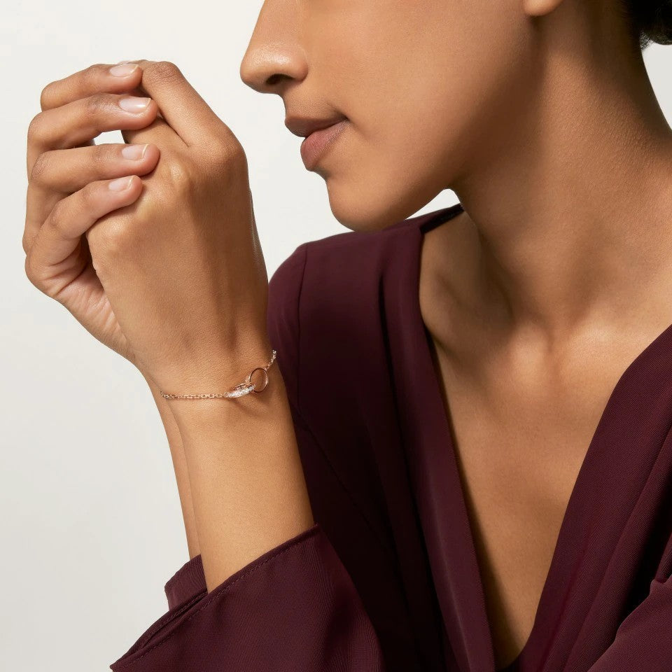 [⭐Haelin Jewelry]LOVE DOUBLE RING HALF DIAMOND BRACELET