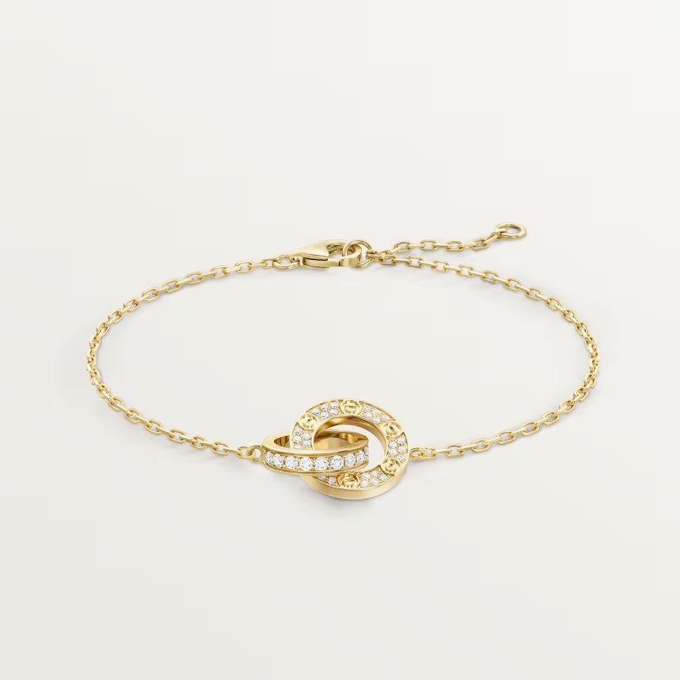 [⭐Haelin Jewelry]LOVE DOUBLE RING FULL DIAMOND BRACELET