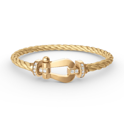 [⭐Haelin Jewelry]FORCE LARGE HORSESHOE HALF DIAMOND BRACELET GOLD