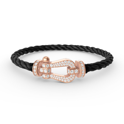 [⭐Haelin Jewelry]FORCE LARGE HORSESHOE FULL DIAMOND BRACELET ROSE GOLD