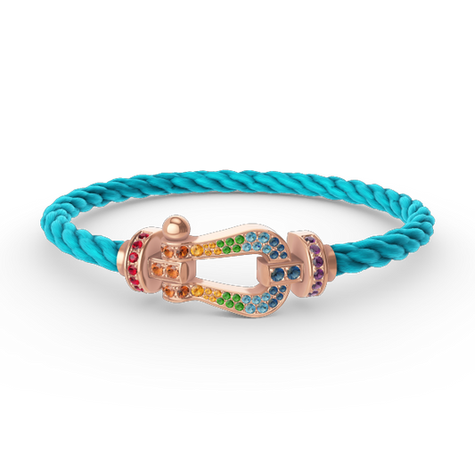 [⭐Haelin Jewelry]FORCE LARGE HORSESHOE  COLORED DIAMOND BRACELET ROSE GOLD