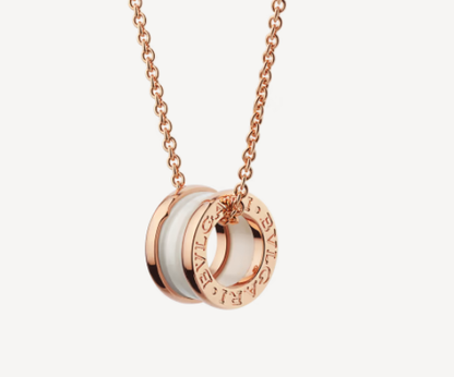 [⭐Haelin Jewelry]ZERO 1 WHITE CERAMIC PINK GOLD NECKLACE