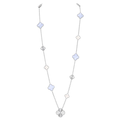 [⭐Haelin Jewelry]DETACHABLE CLOVER 15(11+4) FLOWER SILVER NECKLACE SET
