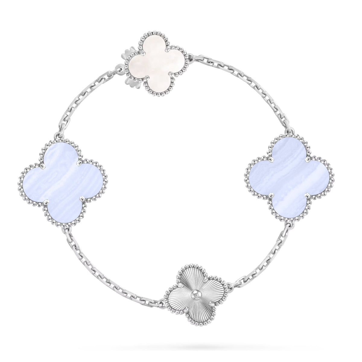 [⭐Haelin Jewelry]DETACHABLE CLOVER 15(11+4) FLOWER SILVER NECKLACE SET