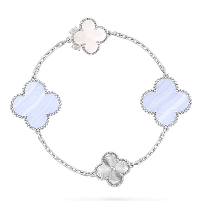 [⭐Haelin Jewelry]DETACHABLE CLOVER 15(11+4) FLOWER SILVER NECKLACE SET