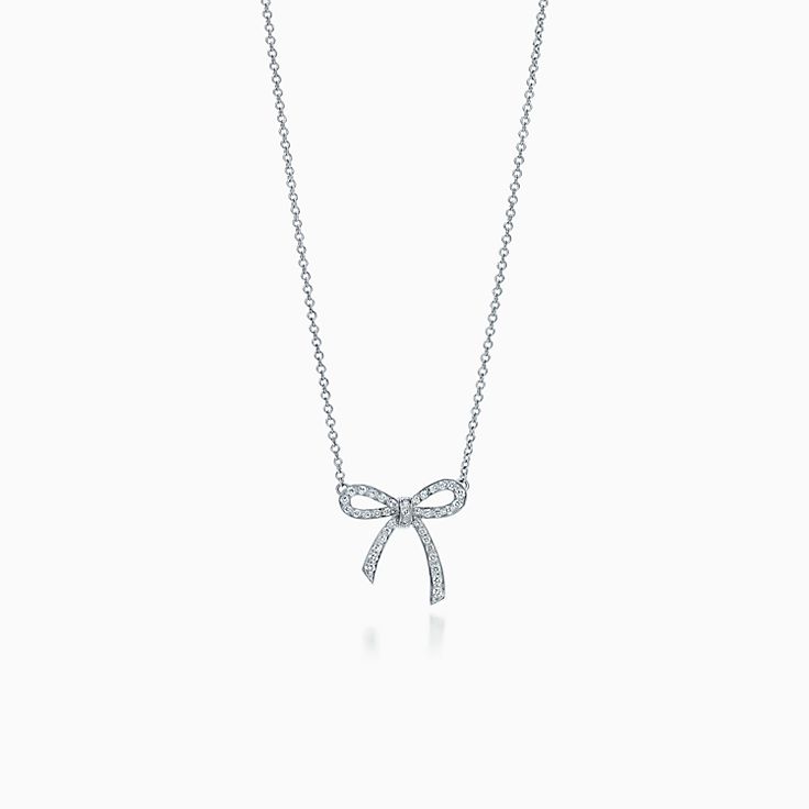 [Haelin Jewelry]RIBBON NECKLACE BOW PENDANT DIAMOND CHARM CHAIN