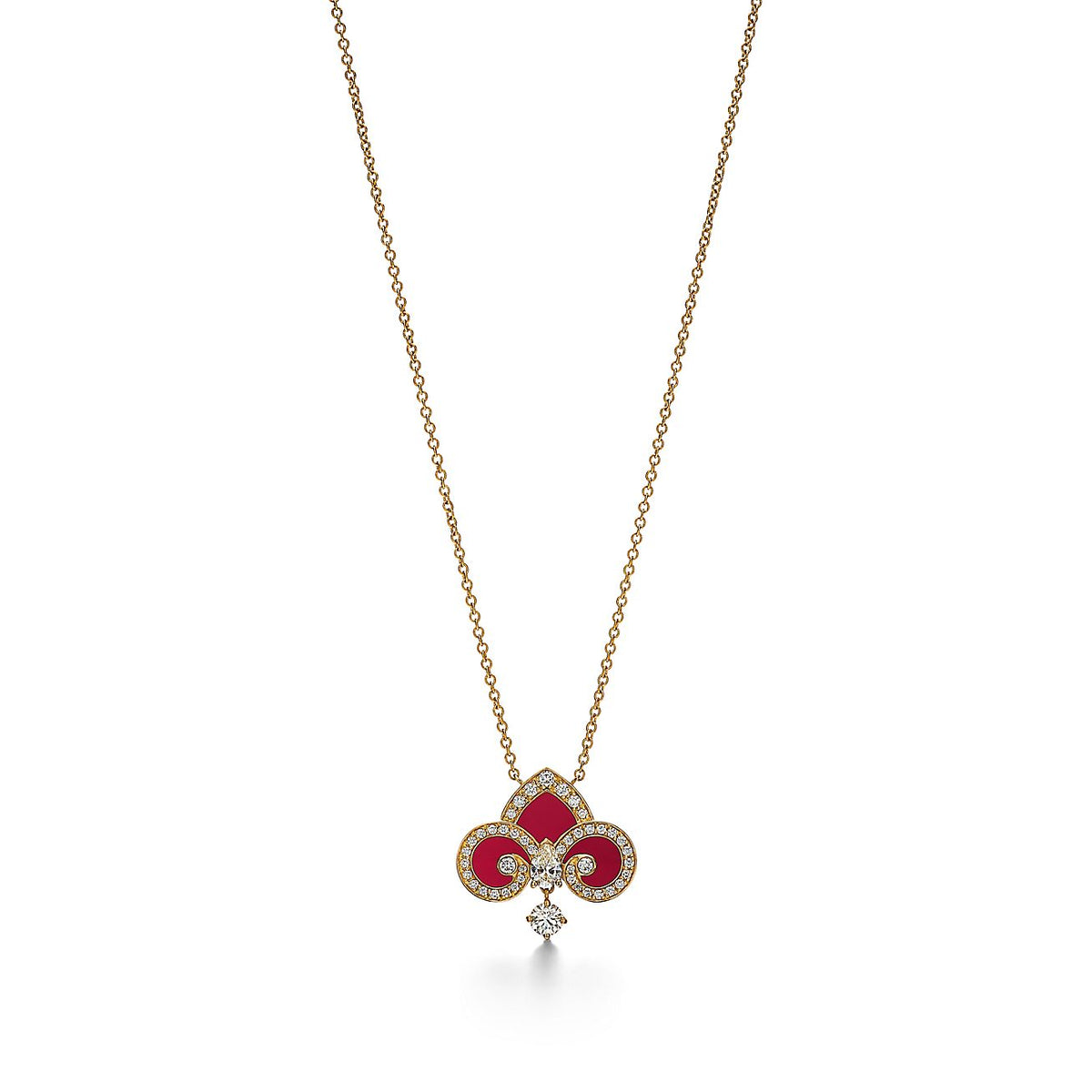 [Haelin Jewelry]FLEUR DE LIS PINK GOLD DIAMOND NECKLACE