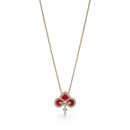 [Haelin Jewelry]FLEUR DE LIS PINK GOLD DIAMOND NECKLACE