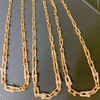 [Haelin Jewelry]HARDWEAR GRADUATED LINK NECKLACE ROSE GOLD WITH PAVE DIAMONDS