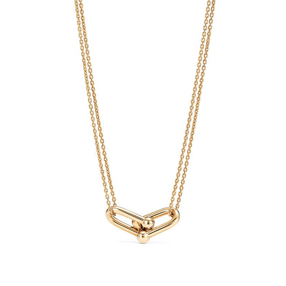 [Haelin Jewelry]HARDWEAR GOLD DOUBLE LINK NECKLACE